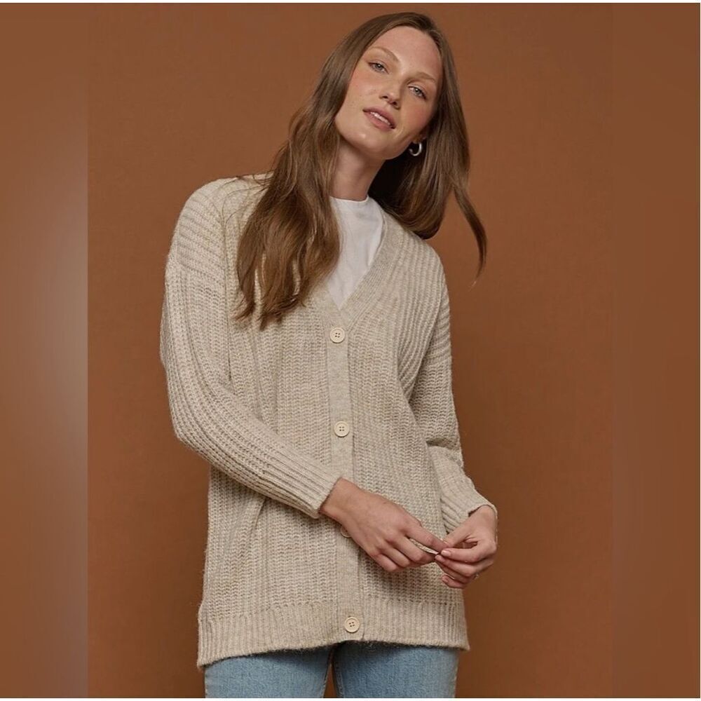 Tradlands Judith cocoon cardigan in oatmeal heather size XS